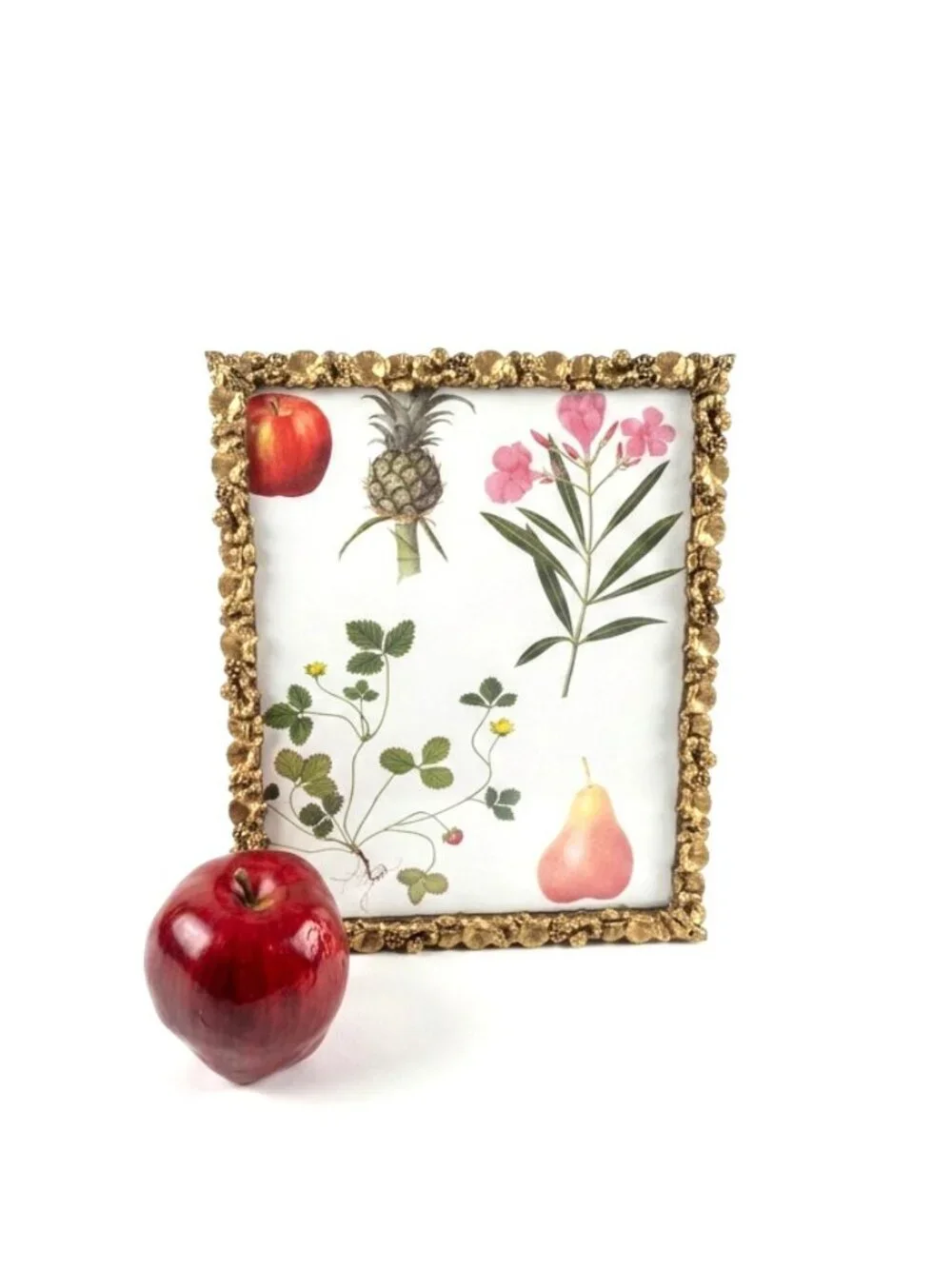 Vintage Brass Water Lily Picture Frame Tabletop & Wall Mount 8x10